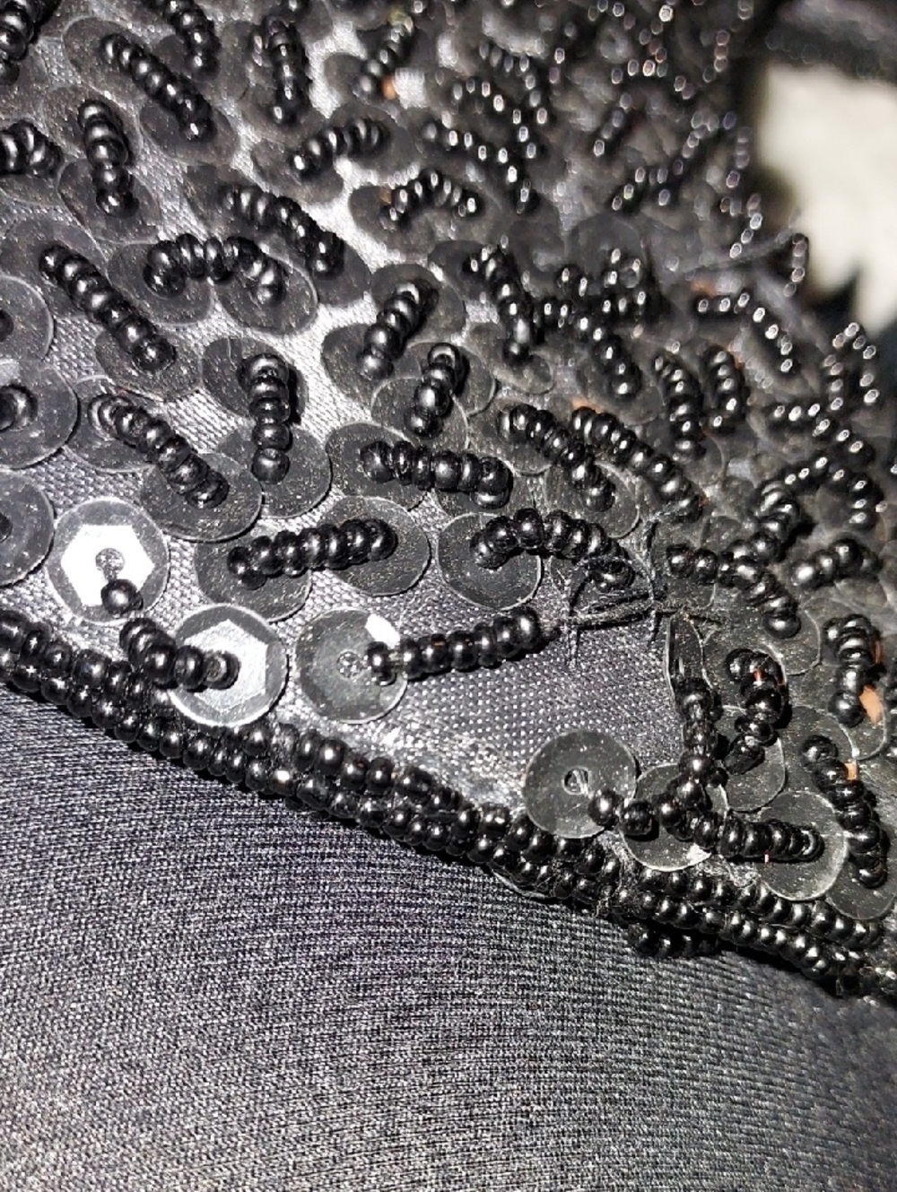 Black Beaded Crescent Handbag - Picture 4 of 4